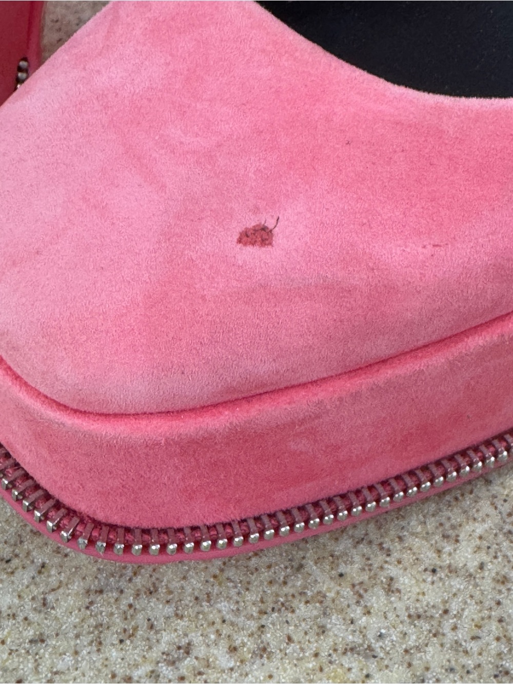 Gianni Bini Otten Pink Suede Ankle Strap Platform Heels 6.5 Fabric Zip - Picture 11 of 12